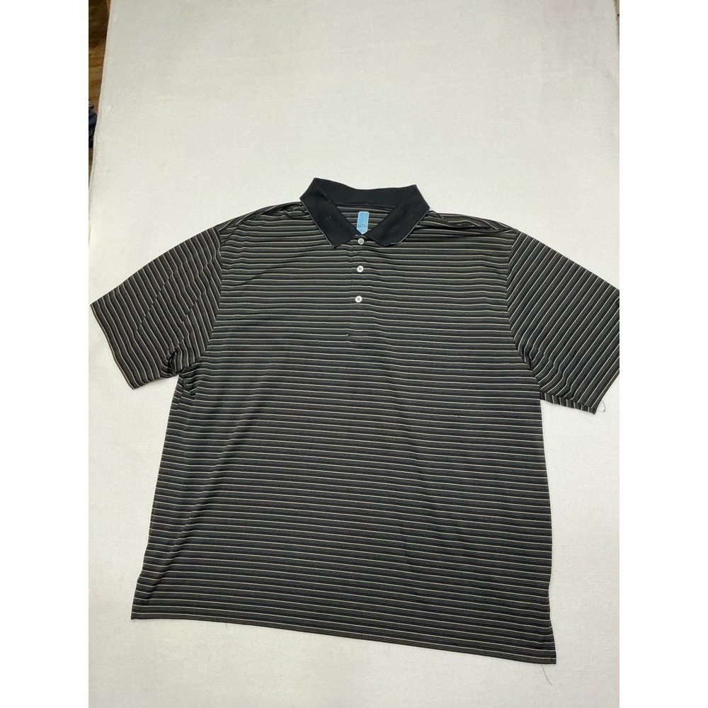 Grand Slam Airflux Mens 3XL Striped Golf Polo Shirt Black Tan Gray Performance